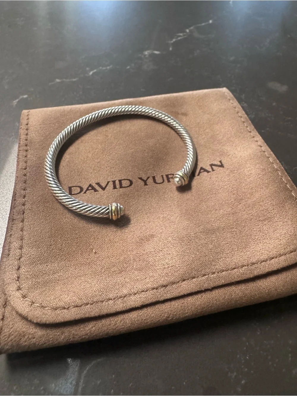 David yurman Two-Tone Silver and Gold Cable Cuff Bracelet
